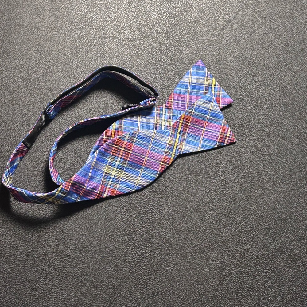Two Tommy Hilfiger Blue and Pink / Yellow and Blue Plaid Bow Ties